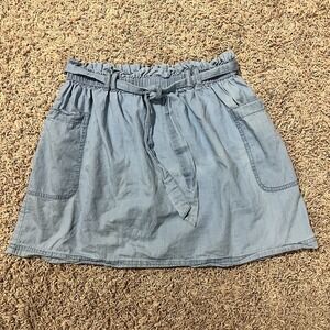 Thereabouts There Abouts Chambray Skirt Girls 14 Tie Waist Pockets Lightweight‎